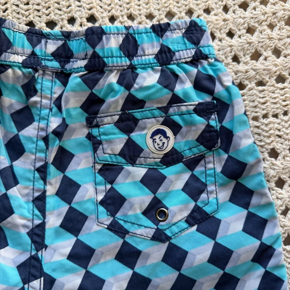 Jr. Swim Bathing Suit Trunks Shorts Blue Pattern Boys Toddler Size  4